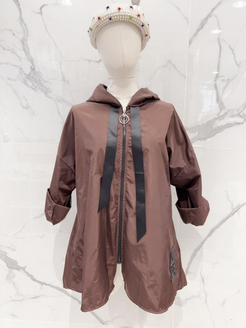 coupe-vent oversized à capuche longueur trois-quarts