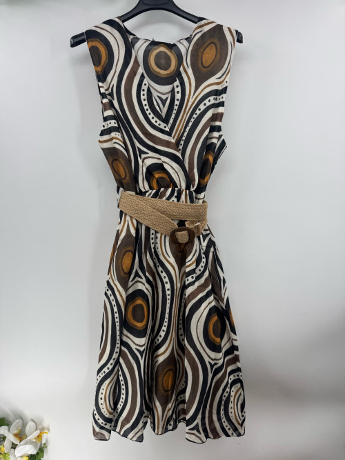 Robe courte imprimée sans manche décolleté croisé