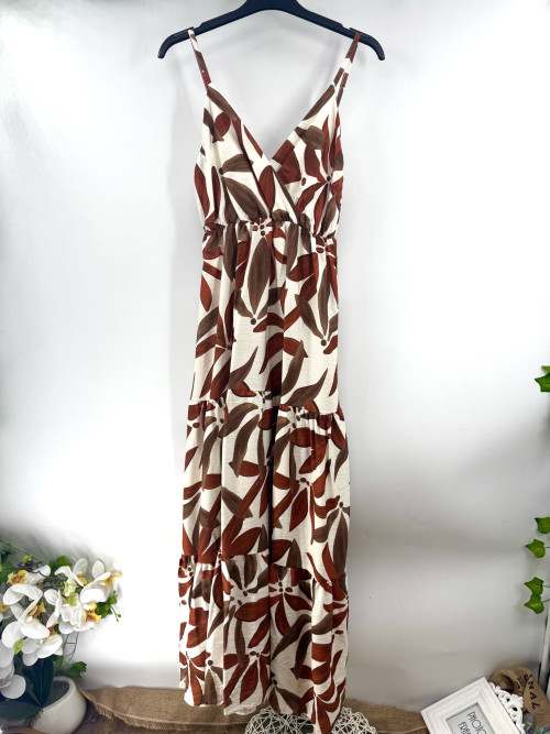 Robe longue imprimée bretelles fines
