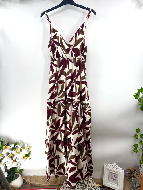Robe longue imprimée bretelles fines