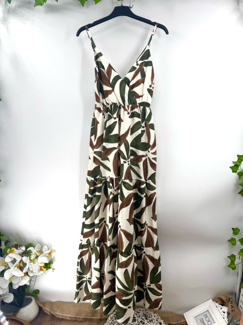 Robe longue imprimée bretelles fines