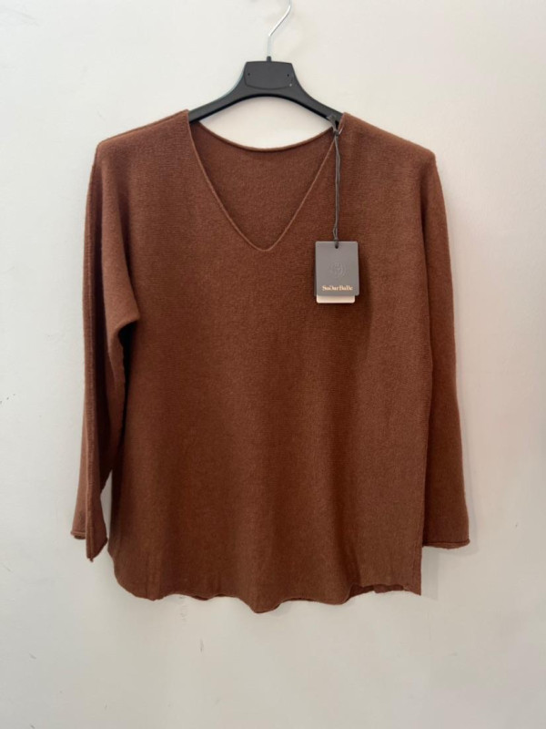 Pull fin col V coupe droite sans laine.