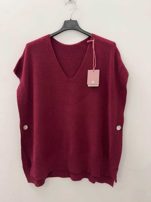 Pull oversized col V sans manches