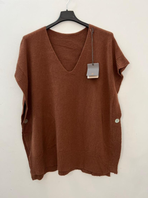 Pull oversized col V sans manches