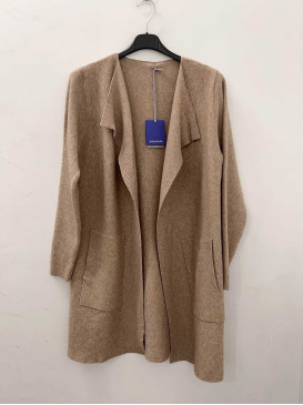 Gilet long bord à bord - Taupe