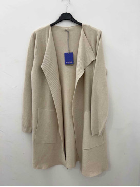 Gilet long bord à bord - Beige