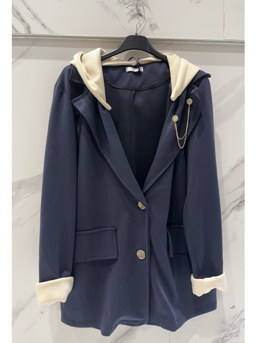 Veste en jersey mi-longue à capuche amovible