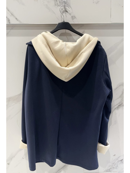 Veste en jersey mi-longue à capuche amovible