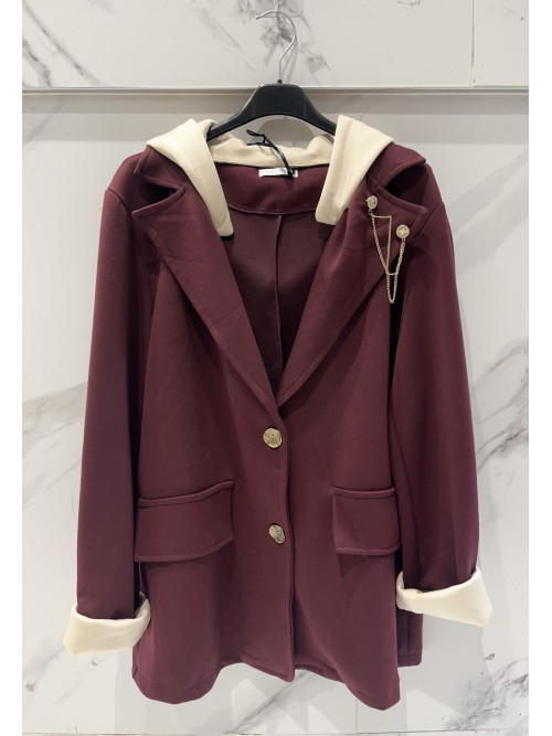 Veste en jersey mi-longue à capuche amovible