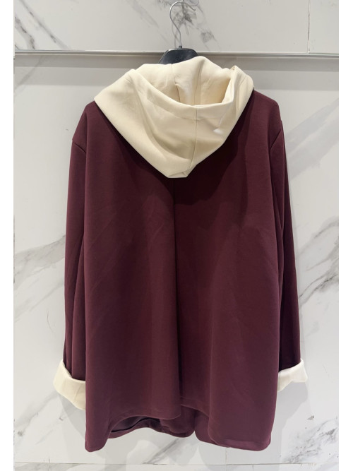 Veste en jersey mi-longue à capuche amovible