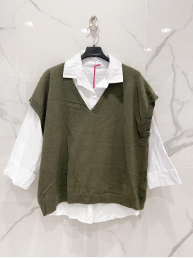 Chemise et pull col V sans...