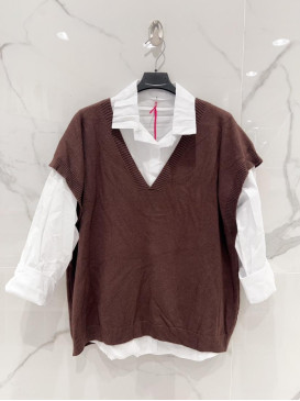 Chemise et pull col V sans...
