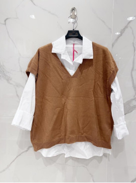 Chemise et pull col V sans...