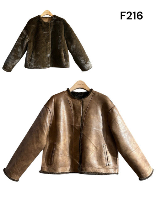 Veste courte réversible manches longues sans col