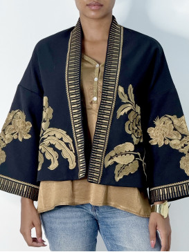 Veste kimono courte brodée...