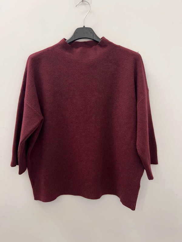 Pull crop col montant manche au coude