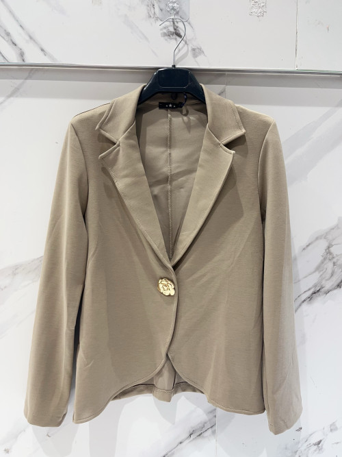 Veste courte jersey uni avec 1 broche fleur