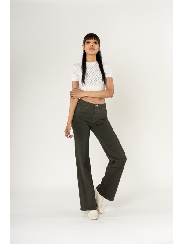 Jean flare stretch taille haute
