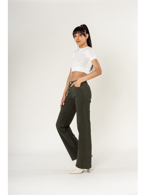 Jean flare stretch taille haute