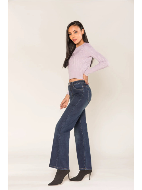 Jean flare stretch taille haute