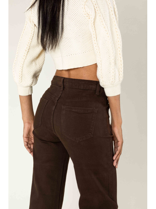Jean flare stretch taille haute poches plaquées