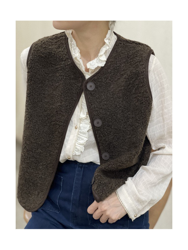 Gilet sans manche bouclette intérieur suédine