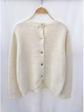 Pull col rond boutons nacre...