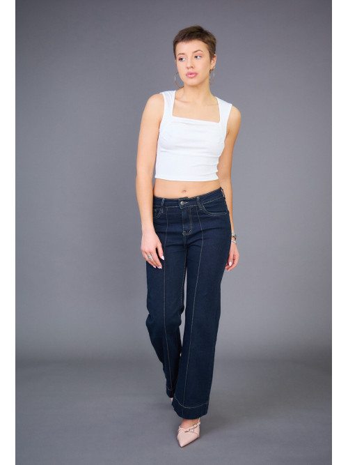 Jean wide leg couture devant et derrière