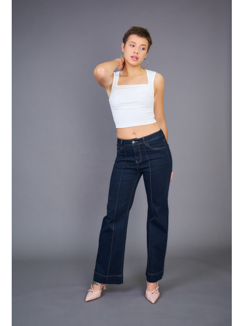Jean wide leg couture devant et derrière