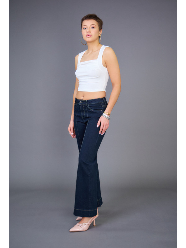 Jean wide leg couture devant et derrière