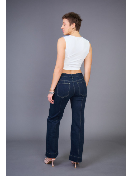Jean wide leg couture devant et derrière