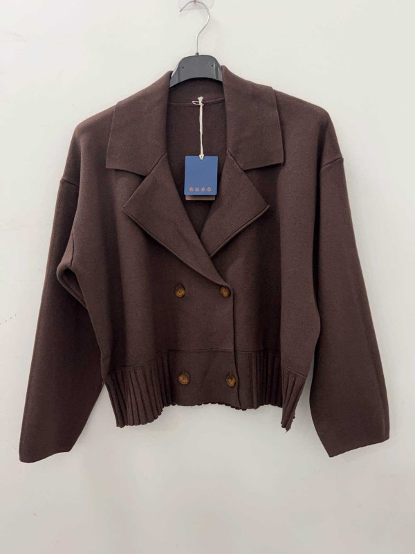 Gilet court double boutonnage avec col