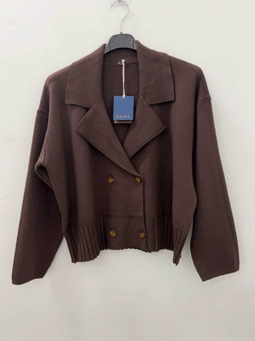 Gilet court double boutonnage avec col