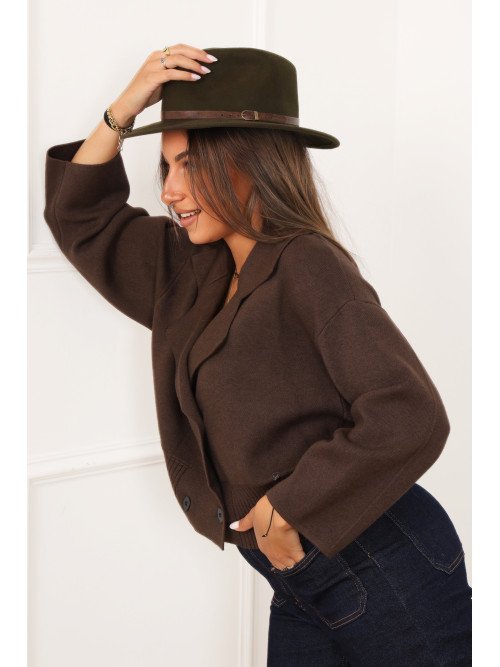 Gilet court double boutonnage avec col