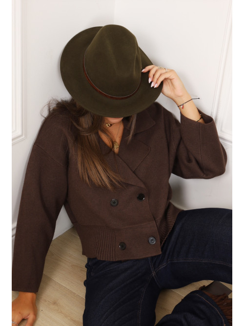 Gilet court double boutonnage avec col