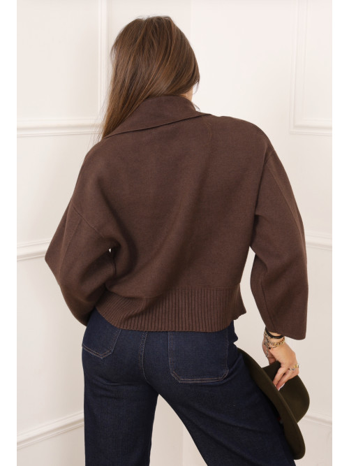 Gilet court double boutonnage avec col