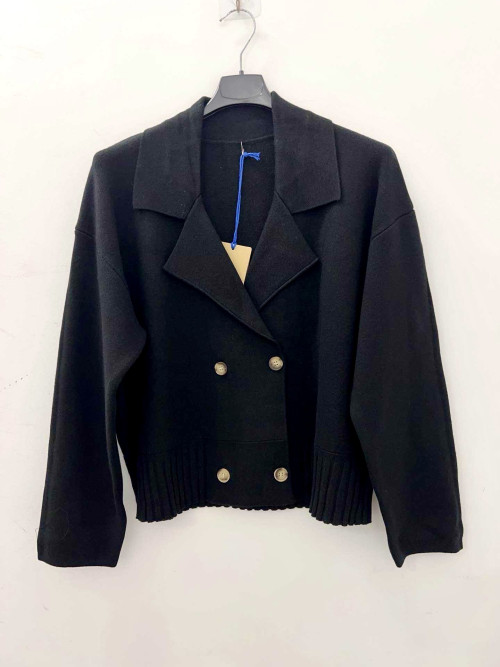 Gilet court double boutonnage avec col