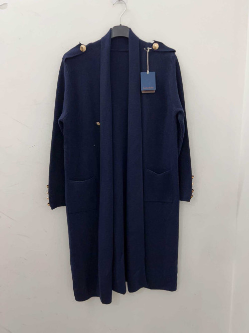 Gilet long bord à bord boutons dorés
