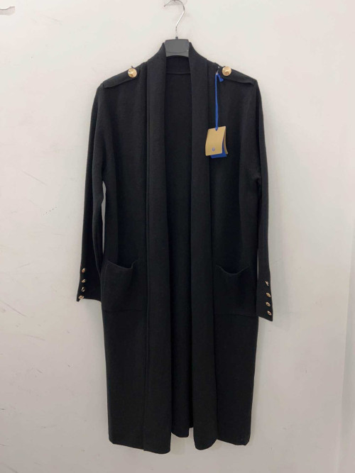Gilet long bord à bord boutons dorés
