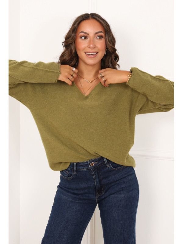 Pull col V manches longues sans laine