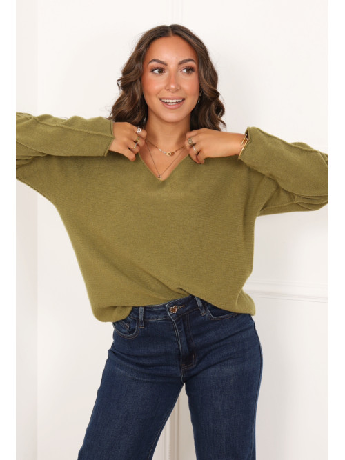 Pull col V manches longues sans laine