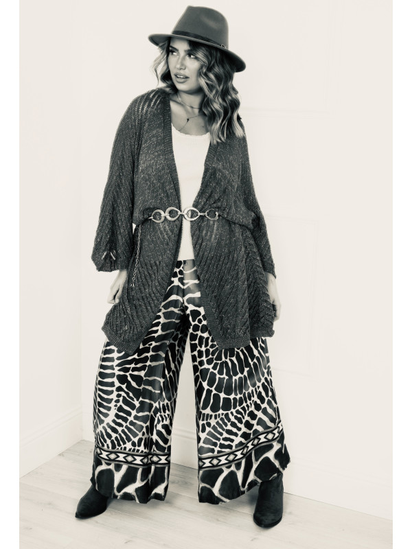 Gilet long bord à bord en crochet manches chauve-souris