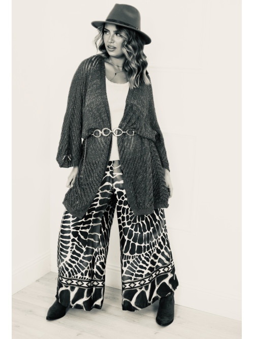 Gilet long bord à bord en crochet manches chauve-souris
