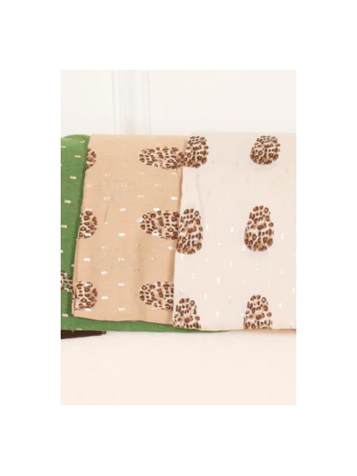 Foulard imprimé petites têtes de mort léopard