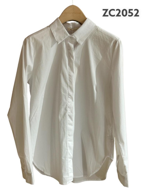 Chemise blanche cintrée en popeline de coton Sens Uniq