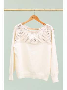 Pull décolleté bateau ajouré