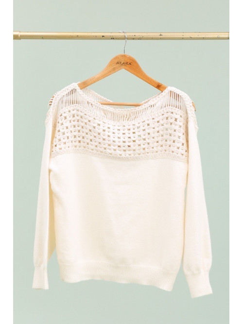 Pull décolleté bateau ajouré