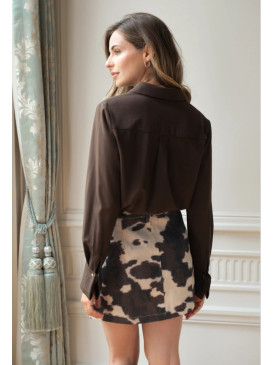 Chemise satinée unie à...
