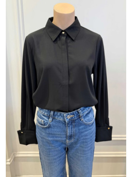 Chemise satinée unie à...