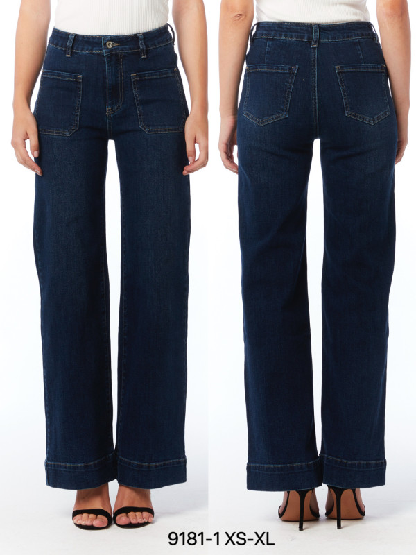 Jean large stretch 2 poches plaquées devant